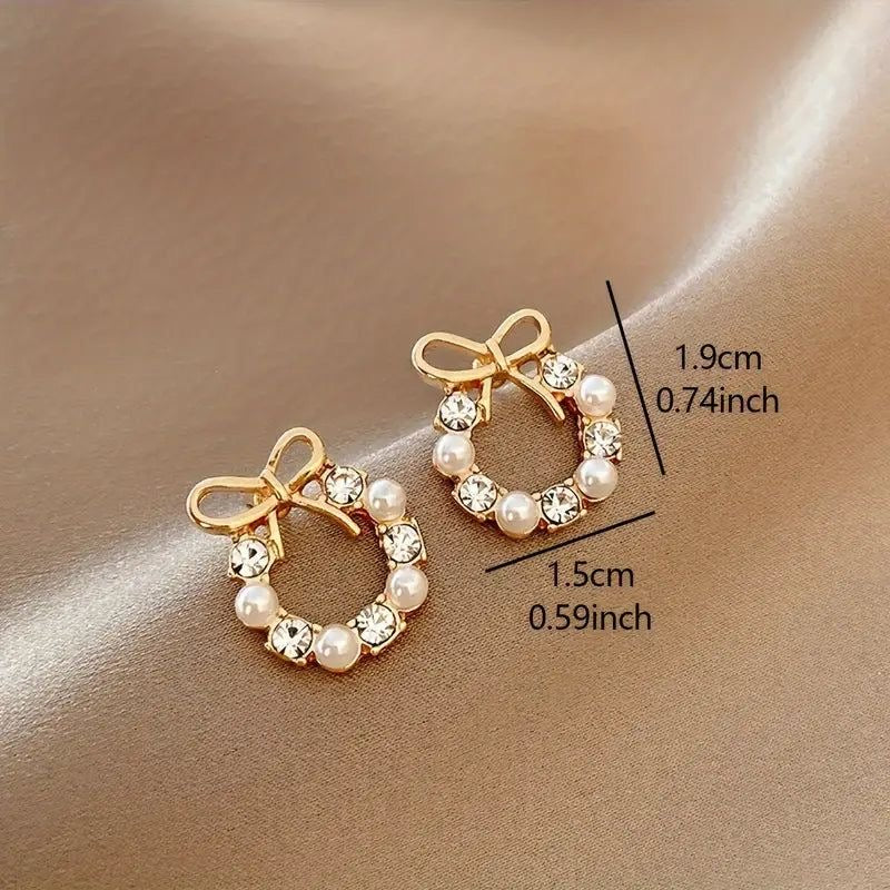 Diamond & Pearl Bow Earrings