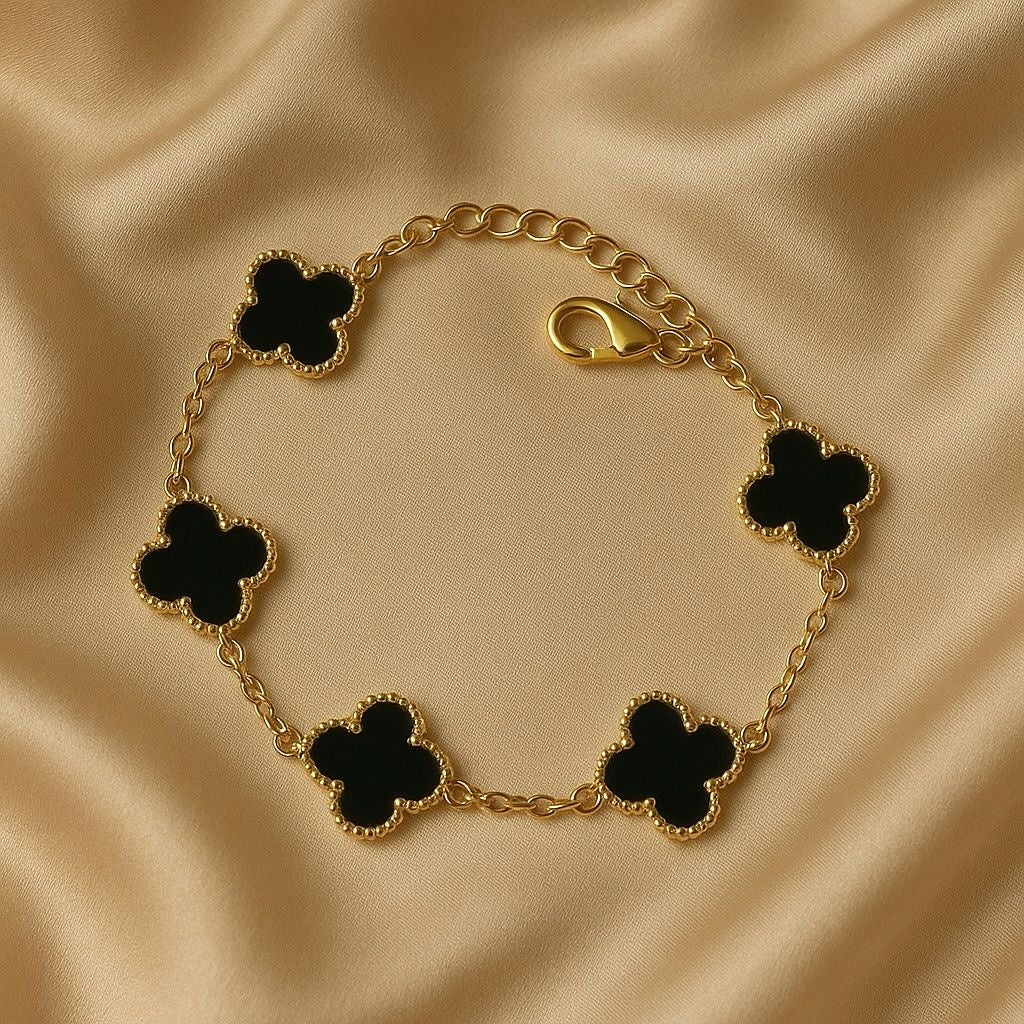 Luxury Anti-Tarnish Black Clover Charm Bracelet
