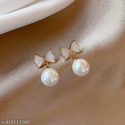 Cute Pearl Bow Earrings