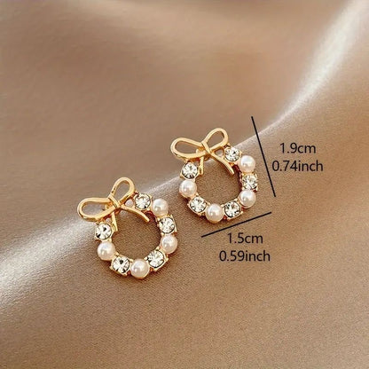 Diamond & Pearl Bow Earrings