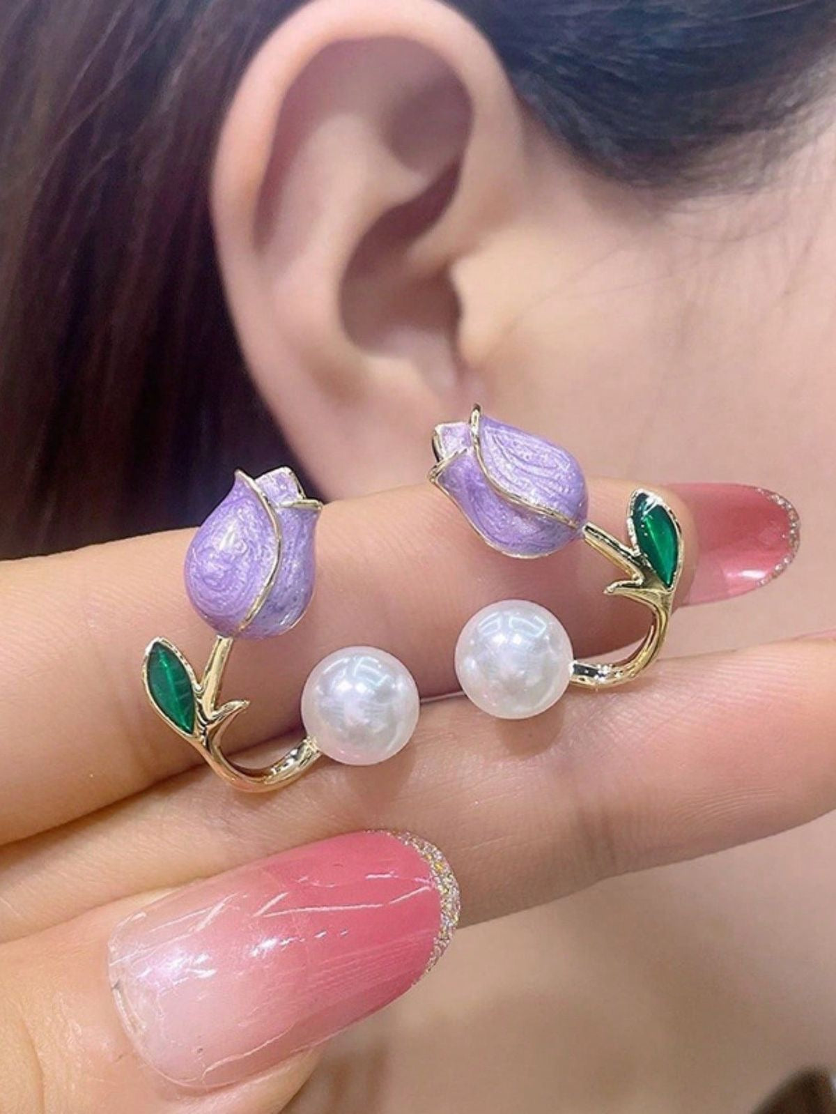 Purple Tupil Pearl Earrings