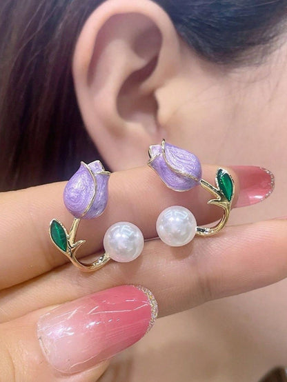 Purple Tupil Pearl Earrings