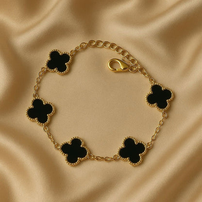 Luxury Anti-Tarnish Black Clover Charm Bracelet