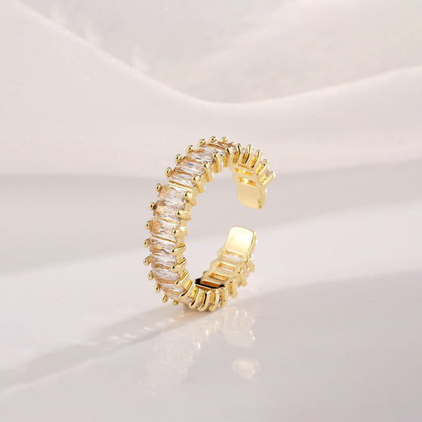 Gold Plated Stainless Steel Anti Tarnish White Adjustable Finger Ring For Women