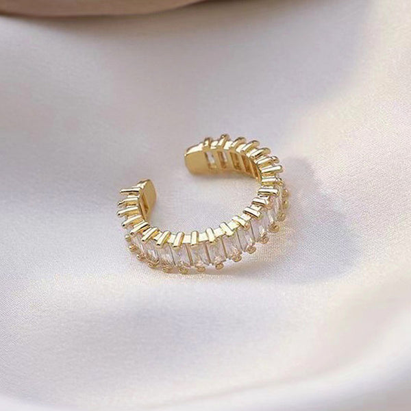 Gold Plated Stainless Steel Anti Tarnish White Adjustable Finger Ring For Women