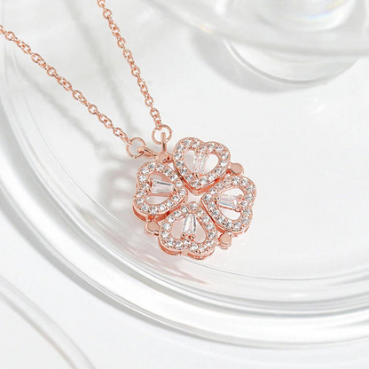 Rose Gold Plated Clover Design Openable Magnetic Pendant